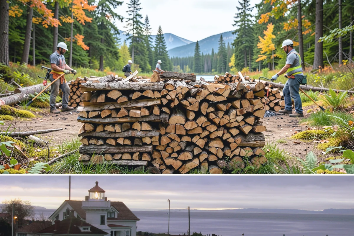 Firewood Stacking in Mukilteo, Snohomish County, WA - Add stacking to a fall delivery so your season's wood is organized and airing out before winter.