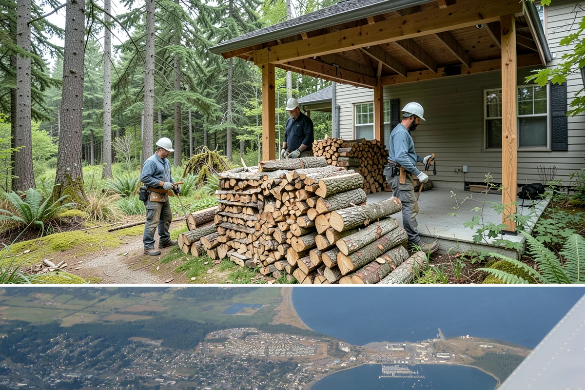 Firewood Stacking in Oak Harbor, Island County, WA - Add stacking to a fall delivery so your season's wood is organized and airing out before winter.