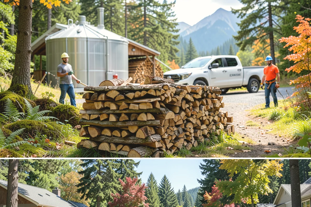 Firewood Stacking in Orting, Pierce County, WA - Add stacking to a fall delivery so your season's wood is organized and airing out before winter.