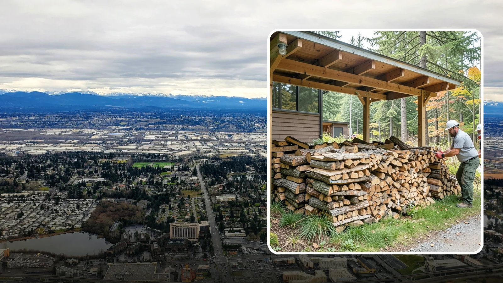 Firewood Stacking in SeaTac, WA - We neatly stack your delivered firewood wherever you want it, so it dries better, stores tidy, and is ready to grab.