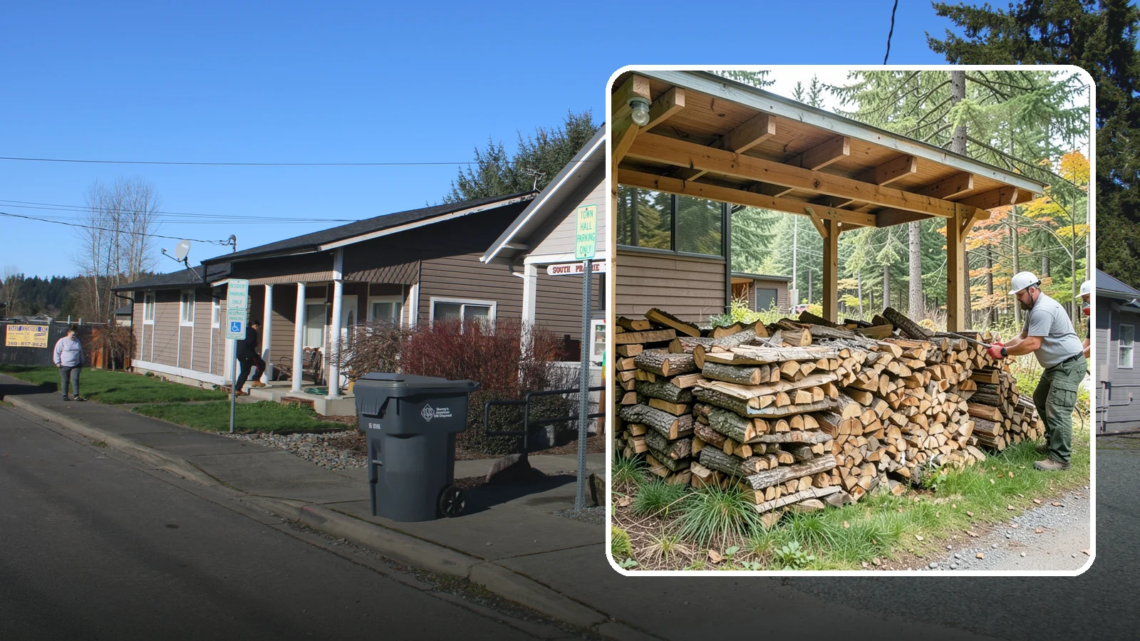 Firewood Stacking in South Prairie, Pierce County, WA - We neatly stack your delivered firewood wherever you want it, so it dries better, stores tidy, and is ready to grab.