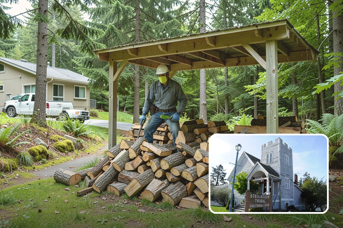 Firewood Stacking in Steilacoom, Pierce County, WA - Saves you the labor of stacking a heavy load