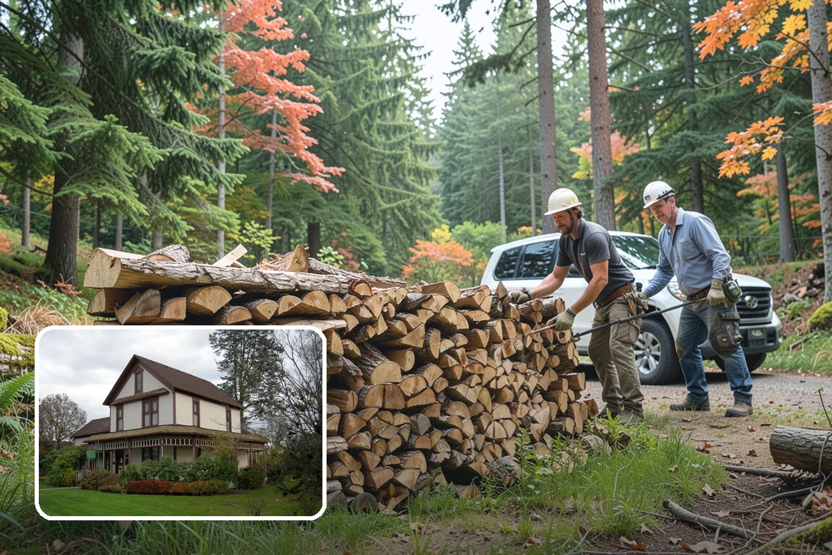Firewood Stacking in Sumner, Pierce County, WA - Saves you the labor of stacking a heavy load