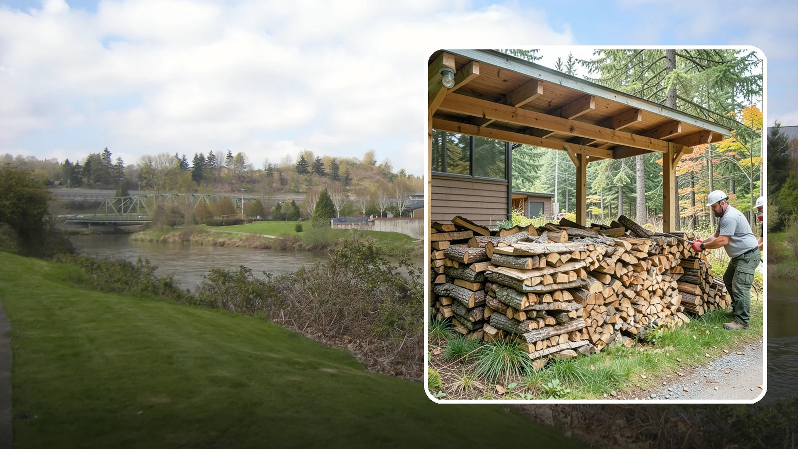 Firewood Stacking in Tukwila, King County, WA - We neatly stack your delivered firewood wherever you want it, so it dries better, stores tidy, and is ready to grab.