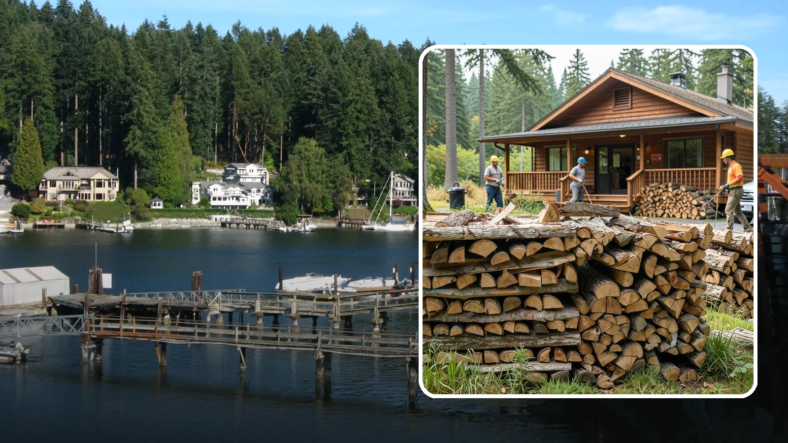Fishing Lodge Firewood in Gig Harbor, Pierce County, WA - Reliable firewood supply for fishing lodges and waterfront guest operations.