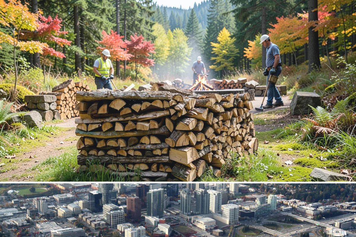 Fresh Cut Firewood in Bellevue, King County, WA - Order in late winter or spring so the wood has the full dry season to cure before you burn it.