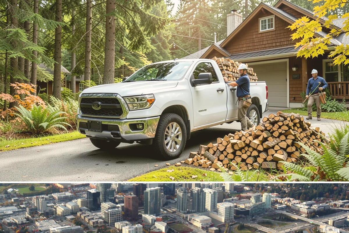 Full Cord Firewood in Bellevue, King County, WA - Buy a full cord in late summer or early fall so it is stacked and settled before winter.