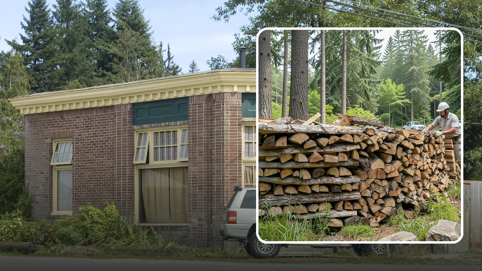Full Cord Firewood in Hamilton, Skagit County, WA - A full cord of seasoned firewood, the standard measure for a season of dependable home heating.