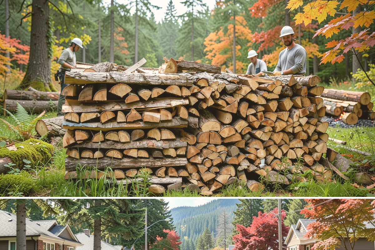 Full Cord Firewood in Hunts Point, King County, WA - Buy a full cord in late summer or early fall so it is stacked and settled before winter.
