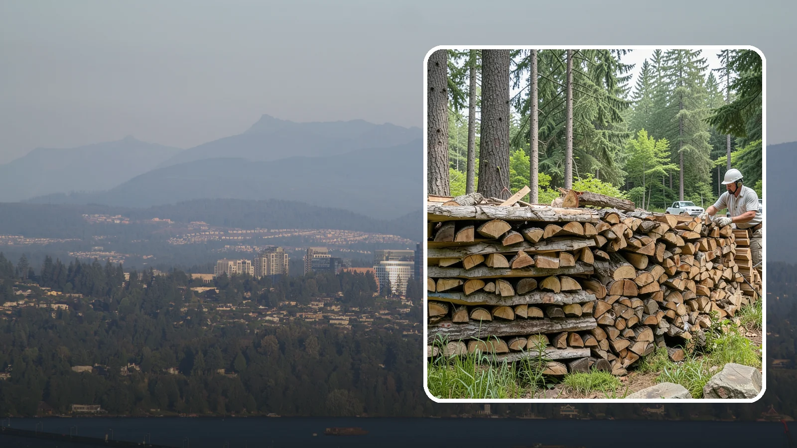 Full Cord Firewood in Medina, King County, WA - A full cord of seasoned firewood, the standard measure for a season of dependable home heating.