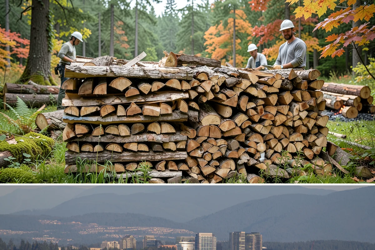 Full Cord Firewood in Medina, King County, WA - Buy a full cord in late summer or early fall so it is stacked and settled before winter.