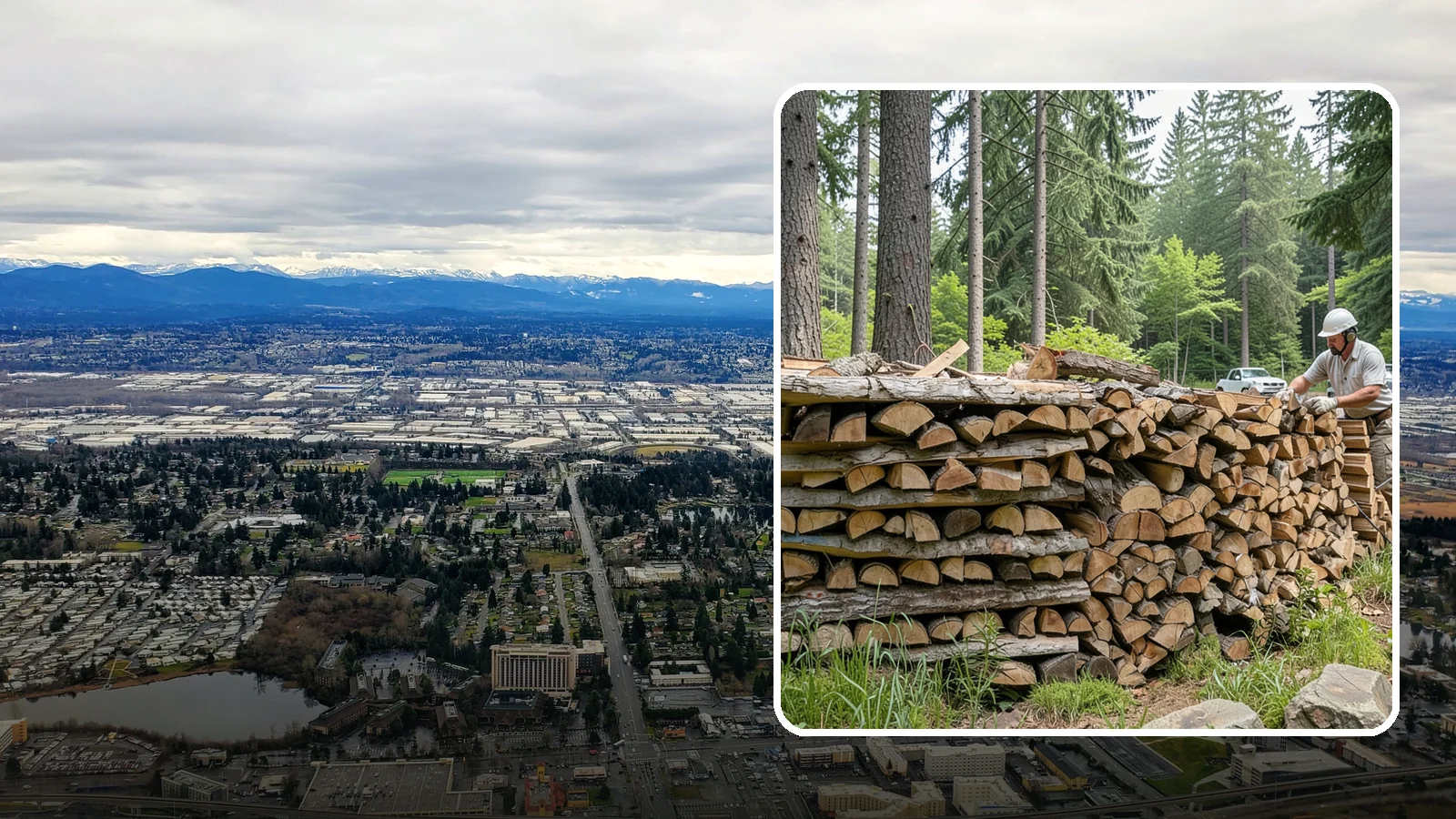 Full Cord Firewood in SeaTac, WA - A full cord of seasoned firewood, the standard measure for a season of dependable home heating.