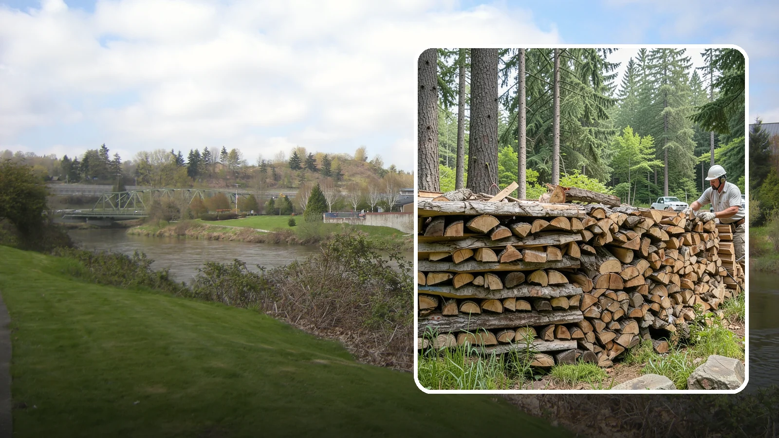 Full Cord Firewood in Tukwila, King County, WA - A full cord of seasoned firewood, the standard measure for a season of dependable home heating.