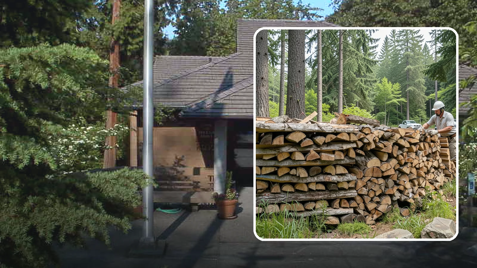Full Cord Firewood in Yarrow Point, King County, WA - A full cord of seasoned firewood, the standard measure for a season of dependable home heating.