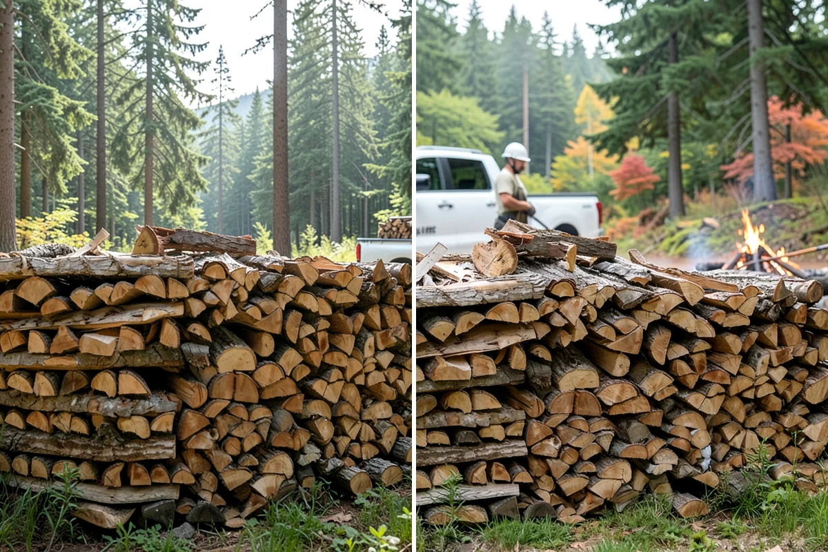 Fully Seasoned Firewood in Arlington, Snohomish County, WA - Wood is split and stacked for extended curing