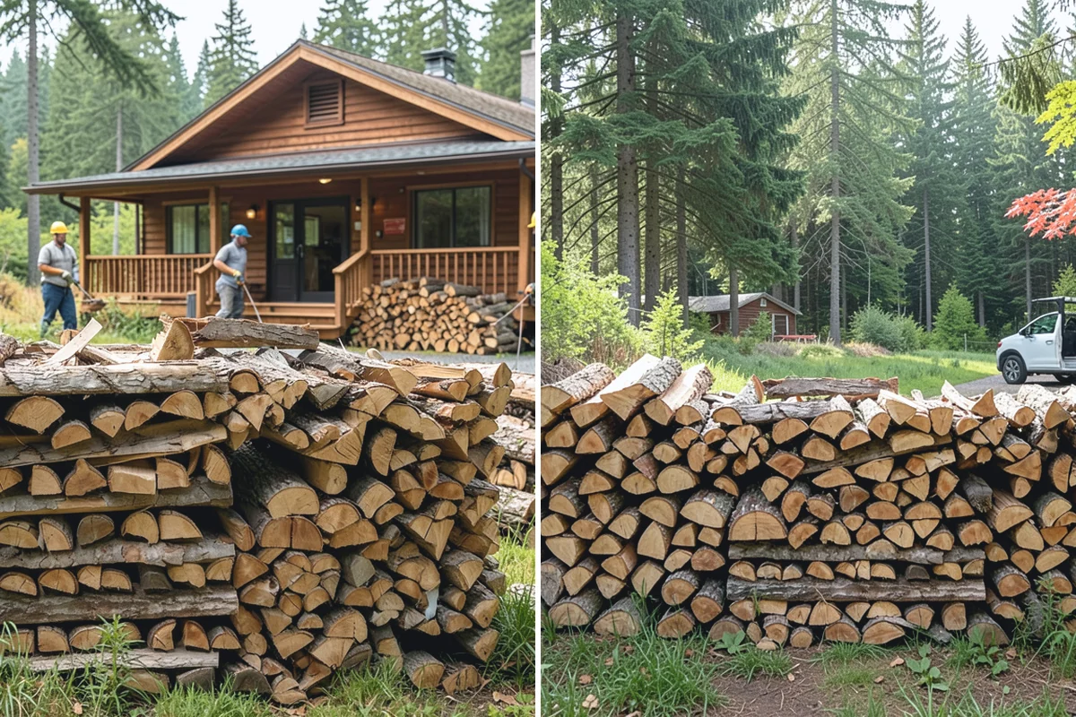 Fully Seasoned Firewood in Beaux Arts Village, King County, WA - Wood is split and stacked for extended curing