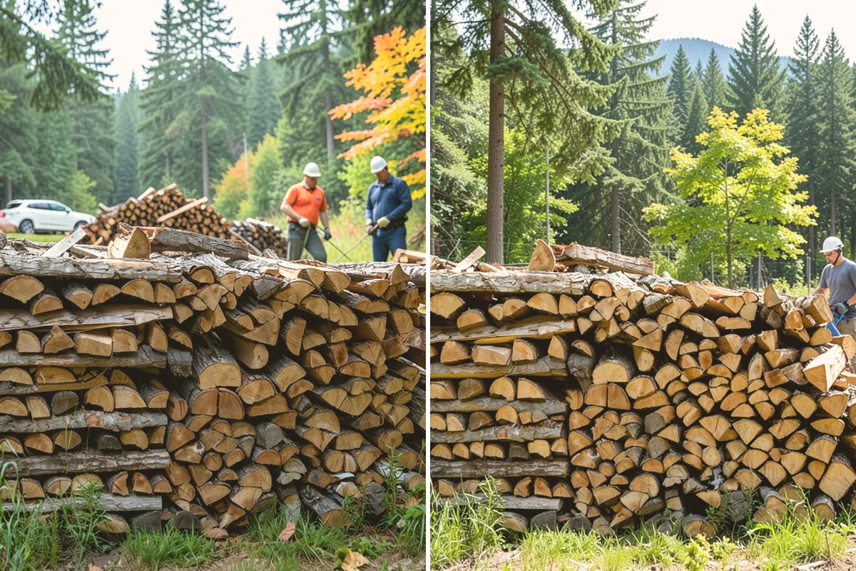 Fully Seasoned Firewood in Bellevue, King County, WA - Wood is split and stacked for extended curing