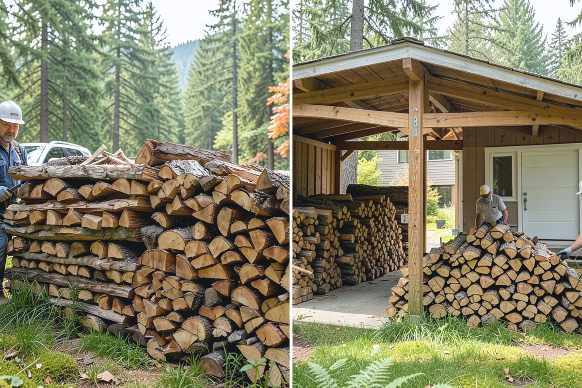 Fully Seasoned Firewood in Buckley, Pierce County, WA - Wood is split and stacked for extended curing