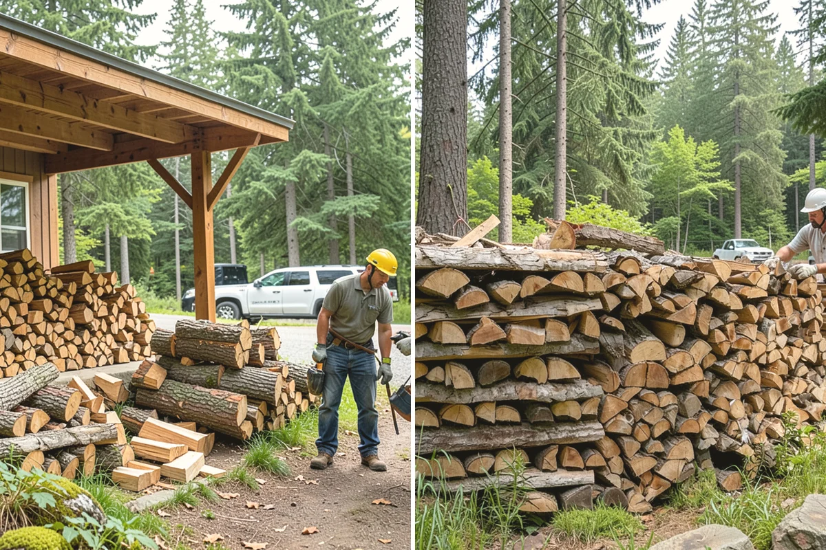 Fully Seasoned Firewood in Burlington, Skagit County, WA - Wood is split and stacked for extended curing