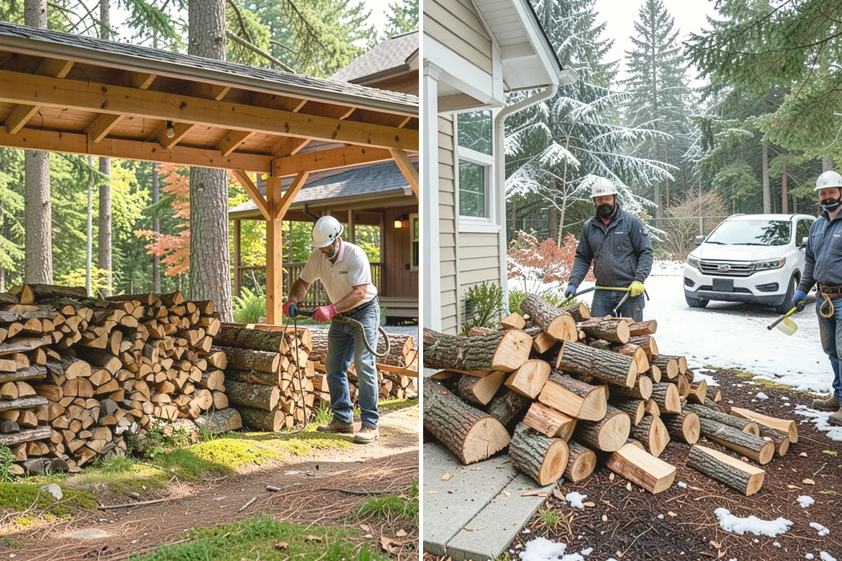 Fully Seasoned Firewood in Carnation, King County, WA - Wood is split and stacked for extended curing