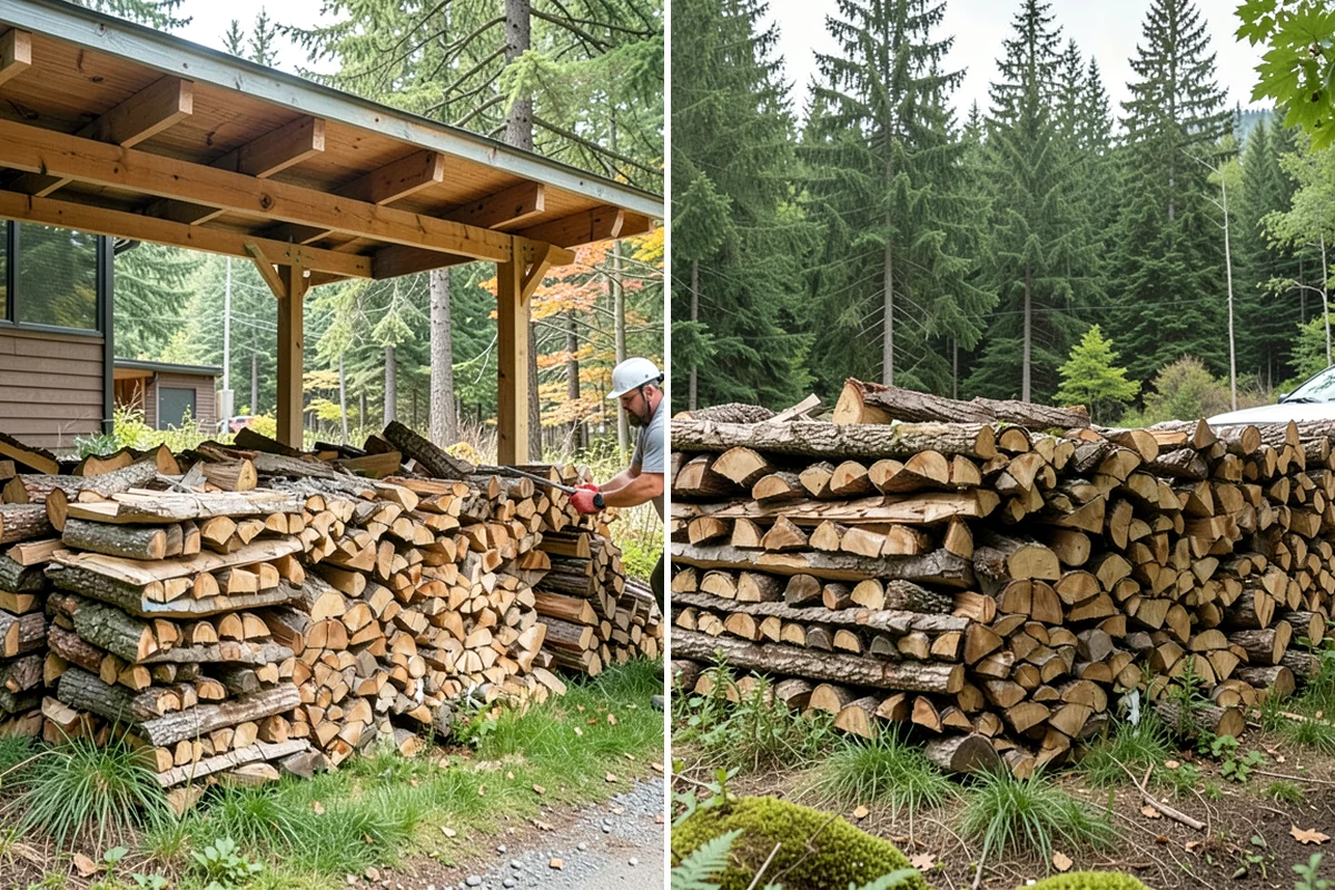 Fully Seasoned Firewood in DuPont, Pierce County, WA - Wood is split and stacked for extended curing
