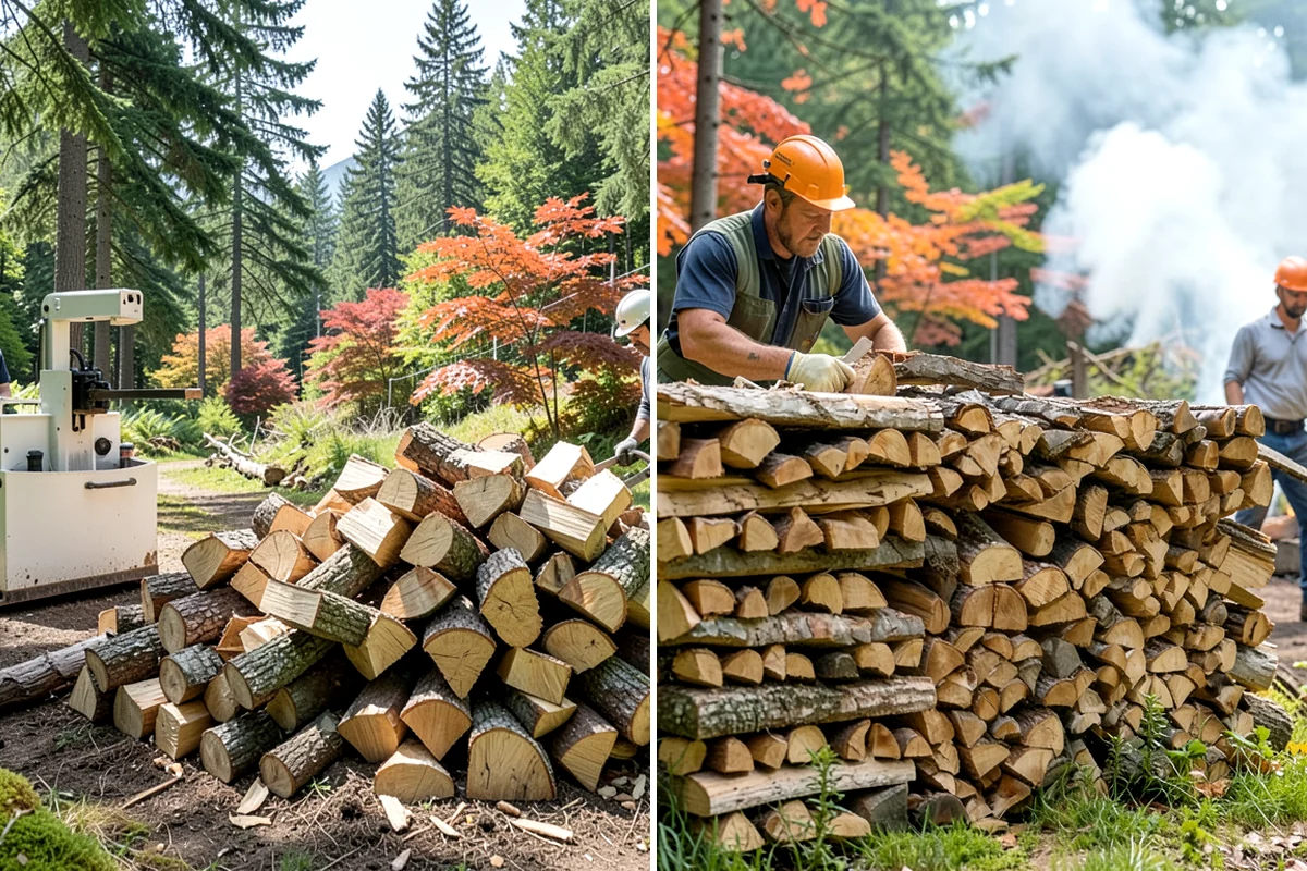 Fully Seasoned Firewood in Enumclaw, King County, WA - Wood is split and stacked for extended curing
