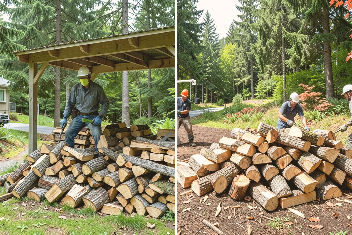 Fully Seasoned Firewood in Index, Snohomish County, WA - Wood is split and stacked for extended curing