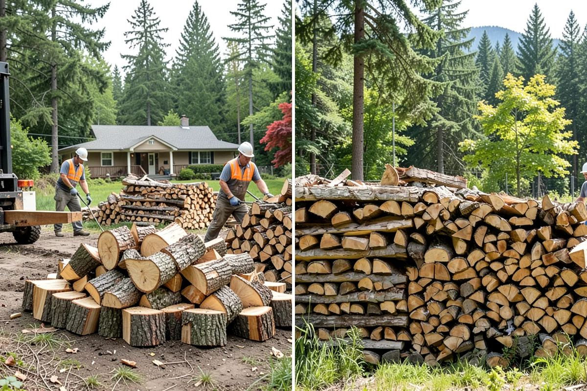 Fully Seasoned Firewood in Lake Forest Park, King County, WA - Wood is split and stacked for extended curing