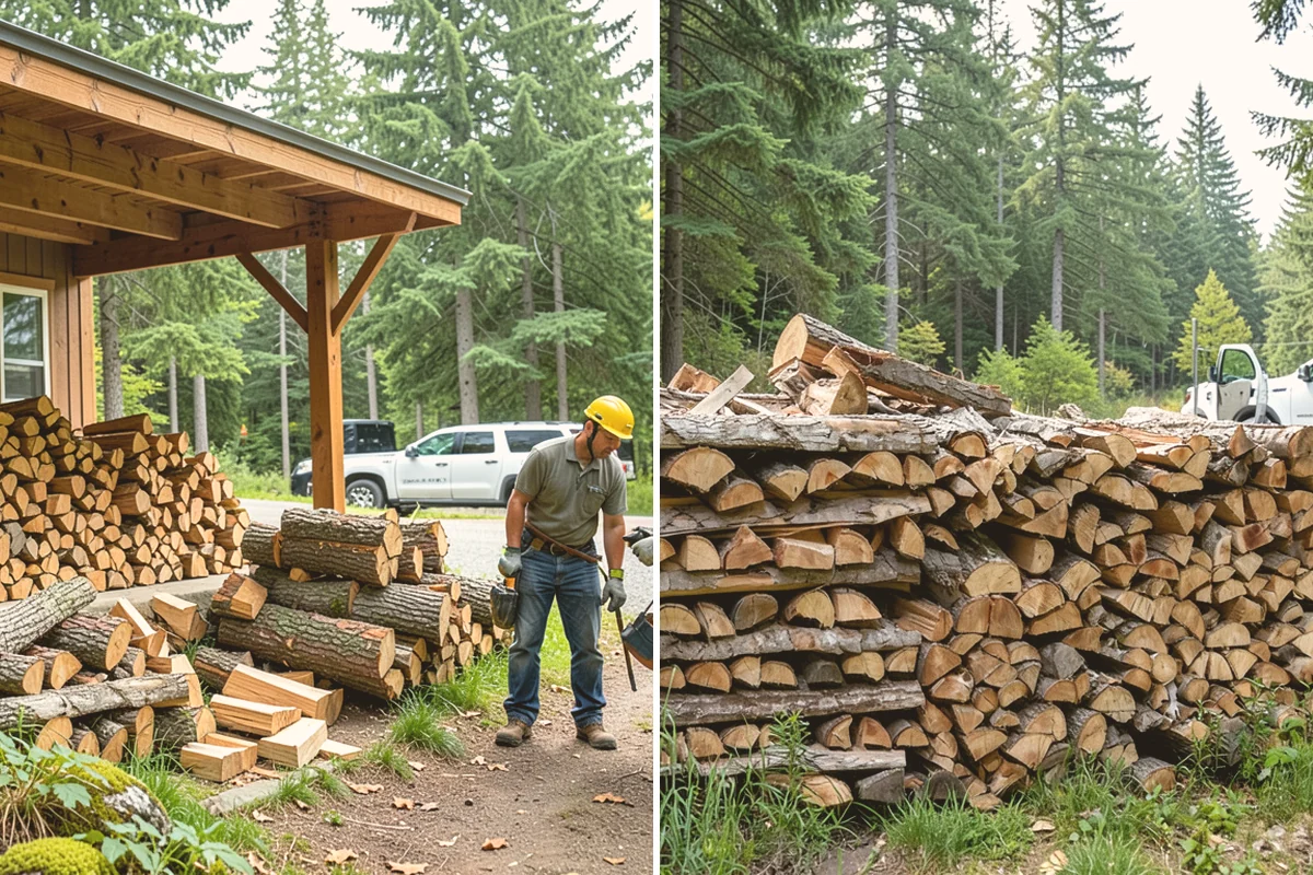 Fully Seasoned Firewood in Lynnwood, Snohomish County, WA - Wood is split and stacked for extended curing