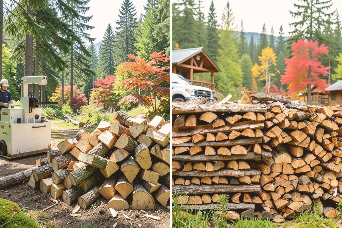 Fully Seasoned Firewood in Newcastle, King County, WA - Wood is split and stacked for extended curing