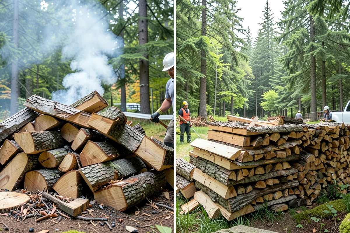 Fully Seasoned Firewood in Puyallup, Pierce County, WA - Wood is split and stacked for extended curing