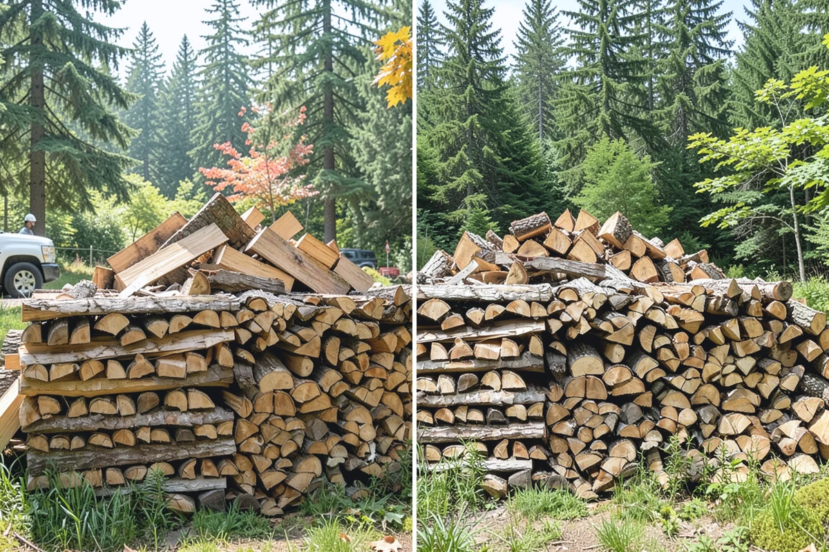 Fully Seasoned Firewood in Roy, Pierce County, WA - Wood is split and stacked for extended curing