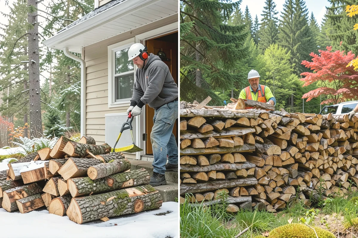 Fully Seasoned Firewood in University Place, Pierce County, WA - Wood is split and stacked for extended curing