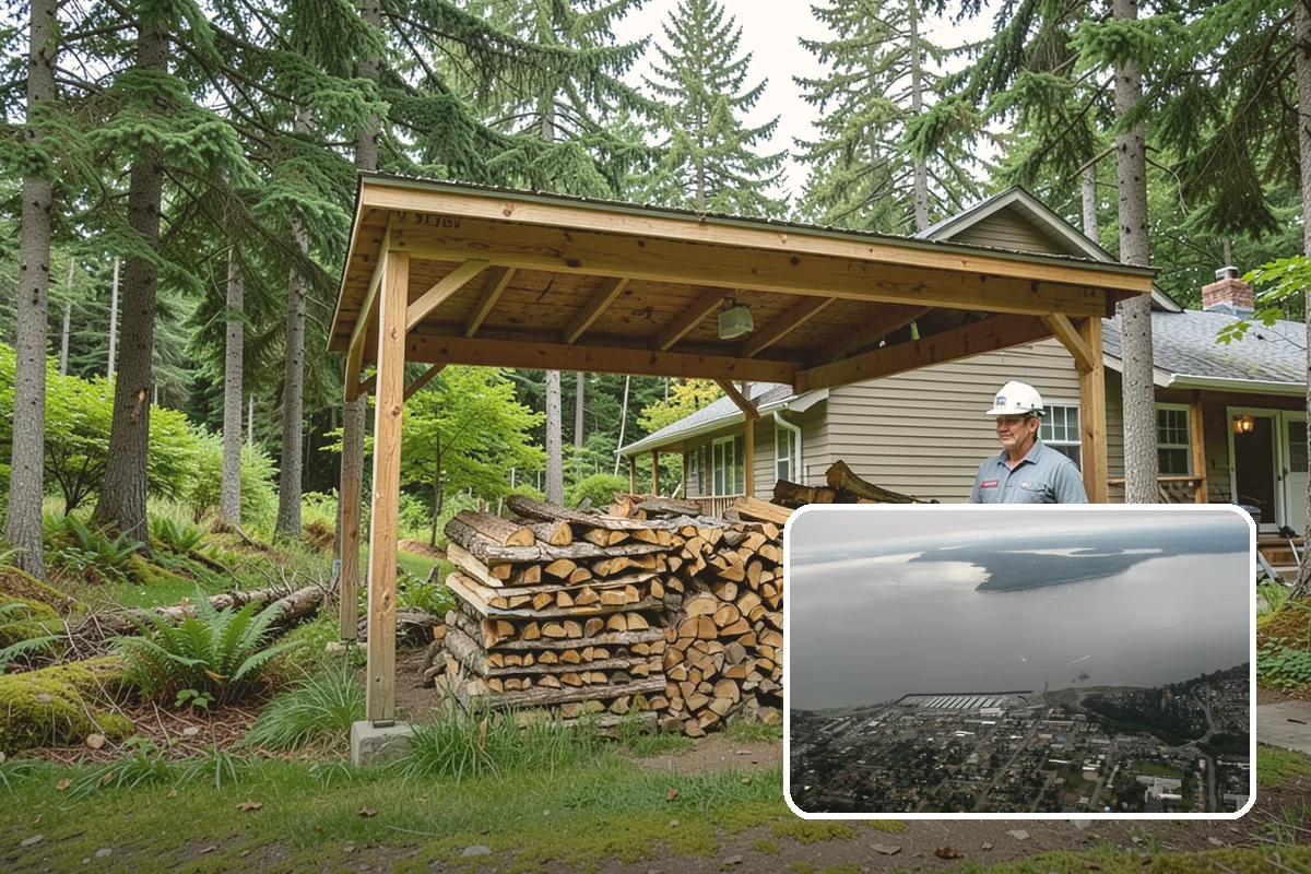 Garage Delivery in Des Moines, King County, WA - Wood stays completely dry indoors