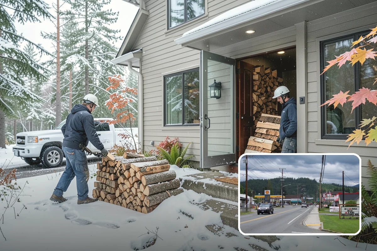 Garage Delivery in Granite Falls, Snohomish County, WA - Wood stays completely dry indoors