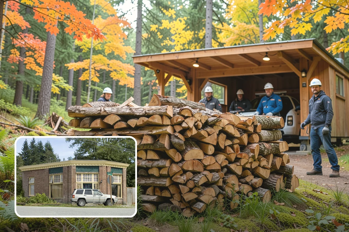 Garage Delivery in Hamilton, Skagit County, WA - Wood stays completely dry indoors
