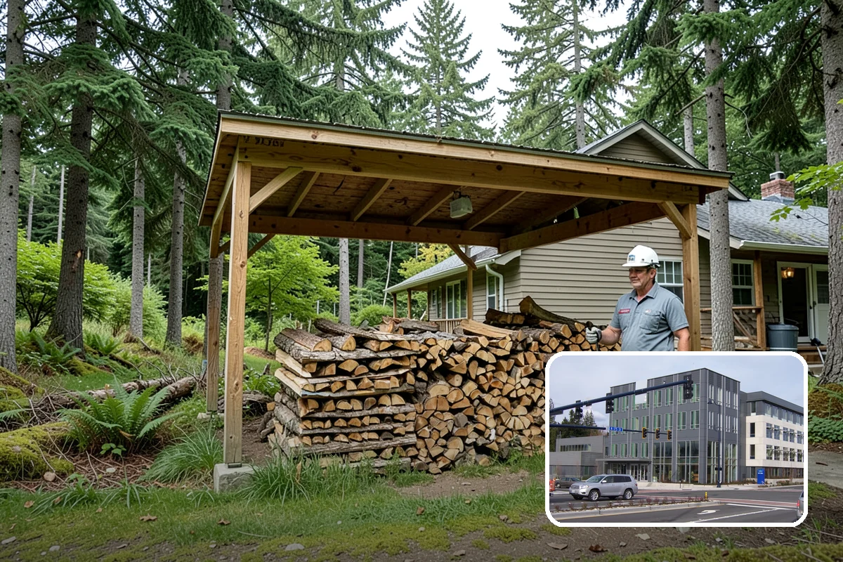 Garage Delivery in Shoreline, King County, WA - Wood stays completely dry indoors