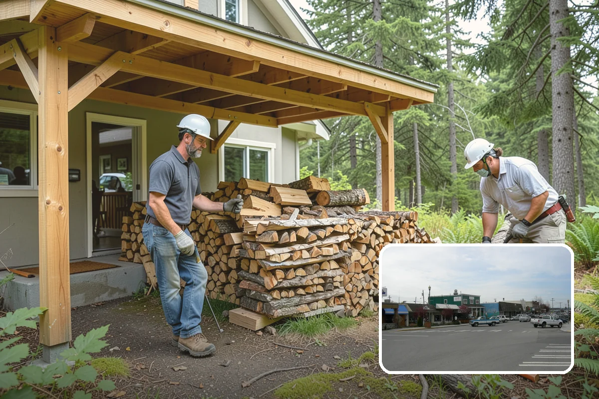 Garage Delivery in Stanwood, Snohomish County, WA - Wood stays completely dry indoors