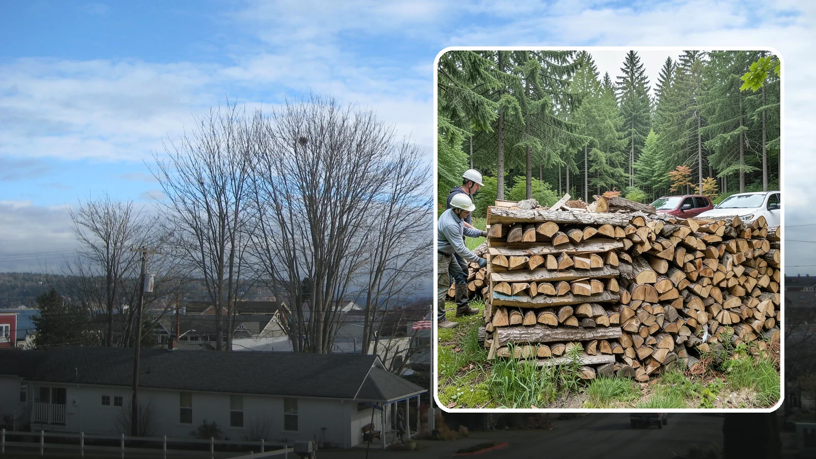 Green Firewood in Langley, Island County, WA - Our green firewood is freshly cut and unseasoned, sold at a lower price for buyers who plan to dry it themselves before burning.