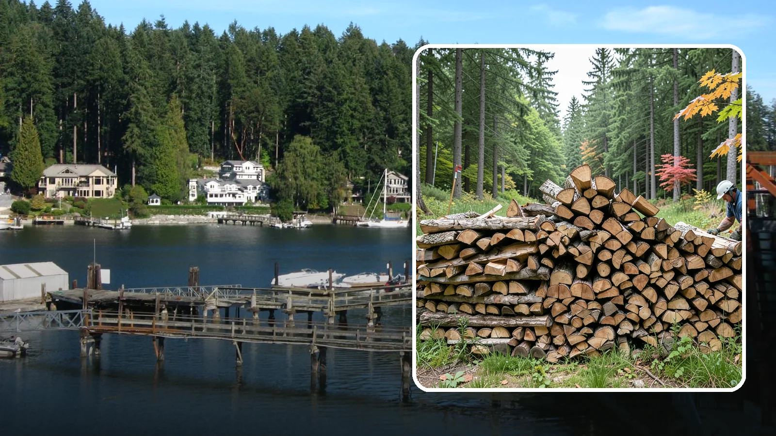 Half Cord Firewood in Gig Harbor, Pierce County, WA - A half cord of seasoned firewood, a balanced supply for regular weekend and evening fires.