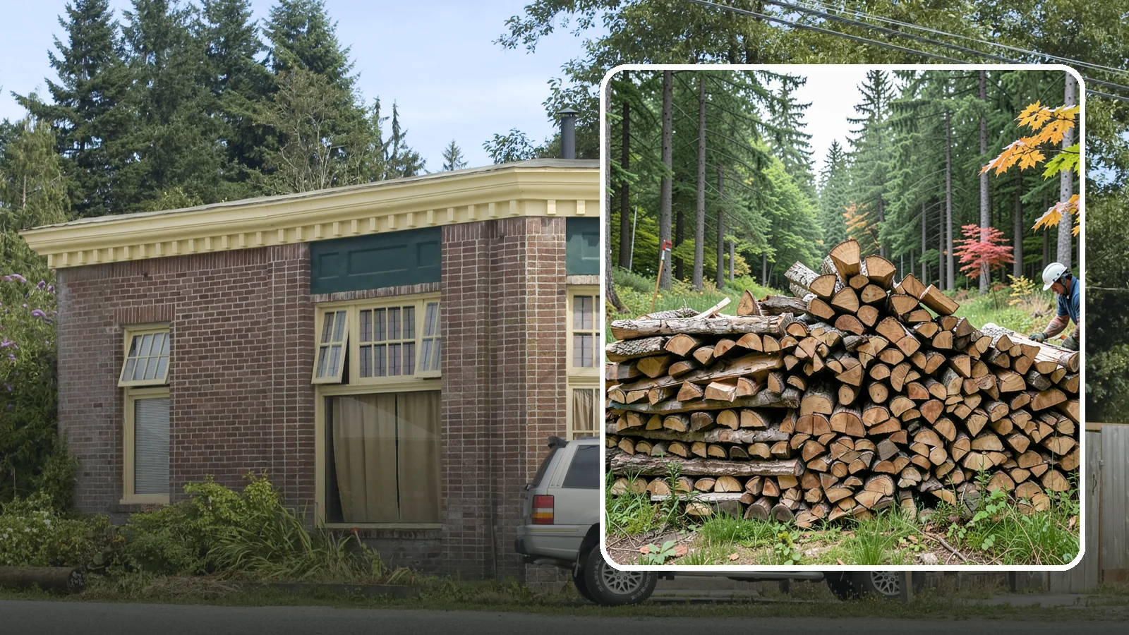 Half Cord Firewood in Hamilton, Skagit County, WA - A half cord of seasoned firewood, a balanced supply for regular weekend and evening fires.