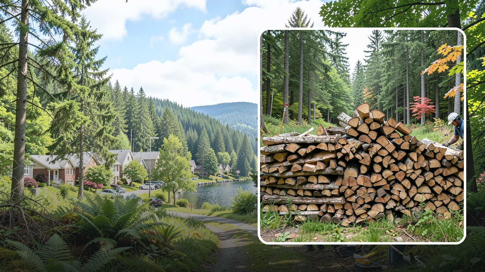 Half Cord Firewood in Lake Forest Park, King County, WA - A half cord of seasoned firewood, a balanced supply for regular weekend and evening fires.