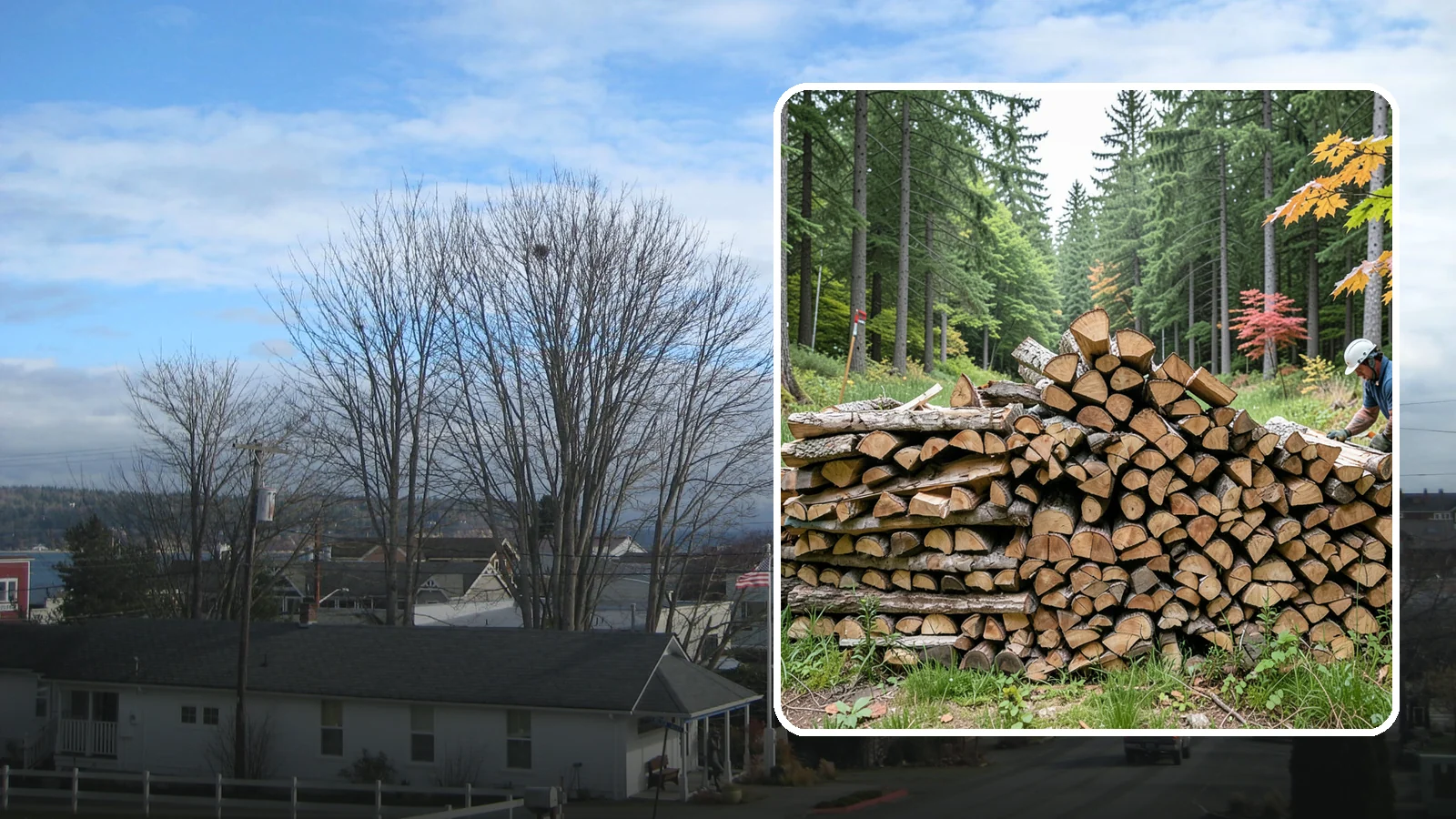 Half Cord Firewood in Langley, Island County, WA - A half cord of seasoned firewood, a balanced supply for regular weekend and evening fires.