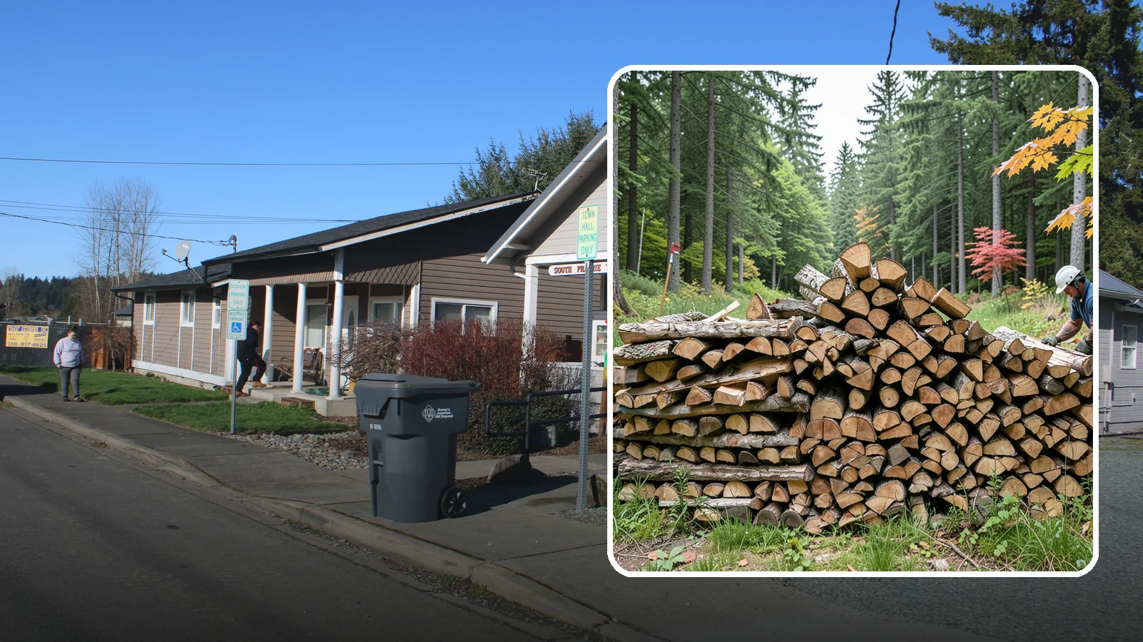 Half Cord Firewood in South Prairie, Pierce County, WA - A half cord of seasoned firewood, a balanced supply for regular weekend and evening fires.