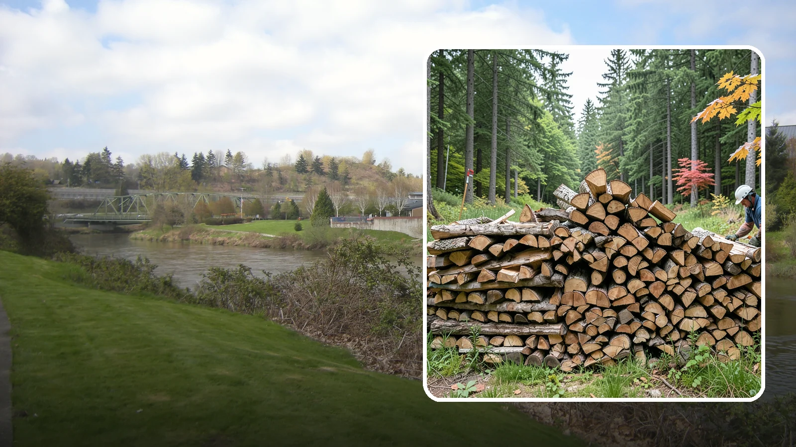 Half Cord Firewood in Tukwila, King County, WA - A half cord of seasoned firewood, a balanced supply for regular weekend and evening fires.