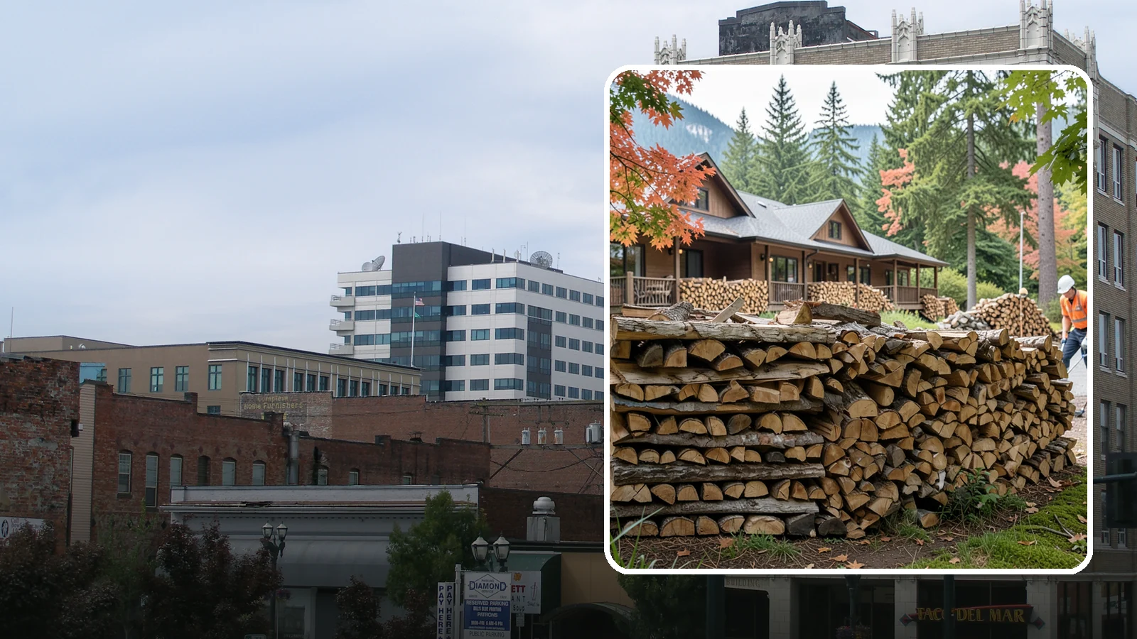 Hotel Firewood in Everett, Snohomish County, WA - We keep Pacific Northwest hotels stocked with seasoned firewood for lobby fireplaces, patios, and guest fire features.