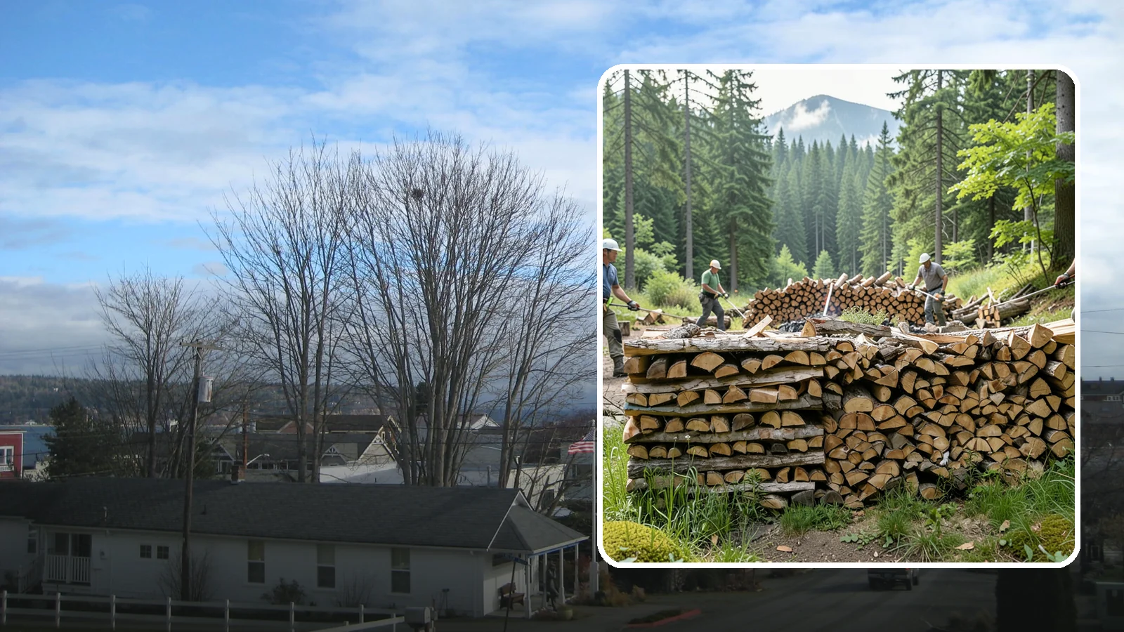 Hunting Camp Firewood in Langley, Island County, WA - Rugged firewood delivery for hunting camps in remote Pacific Northwest terrain.