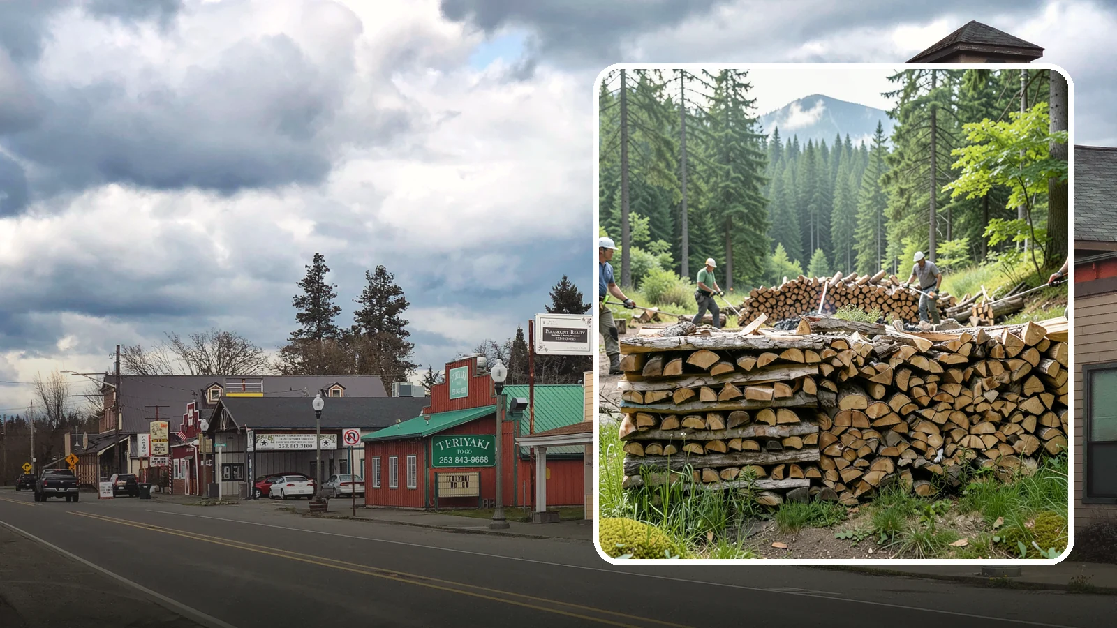 Hunting Camp Firewood in Roy, Pierce County, WA - Rugged firewood delivery for hunting camps in remote Pacific Northwest terrain.