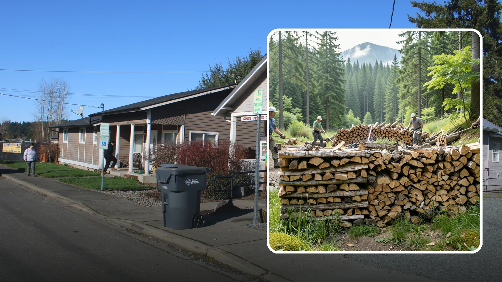Hunting Camp Firewood in South Prairie, Pierce County, WA - Rugged firewood delivery for hunting camps in remote Pacific Northwest terrain.