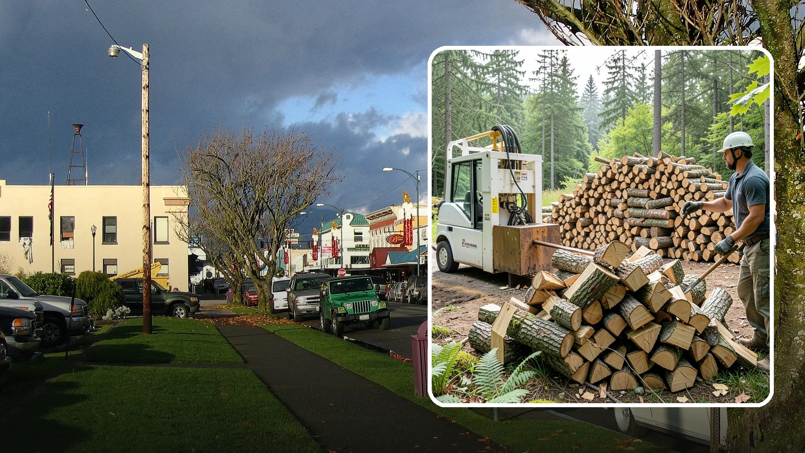 Hydraulic Log Splitting in Arlington, Snohomish County, WA - We use a hydraulic splitter to power through large, dense, or knotty rounds that resist hand splitting.